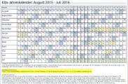 Anzeige eines Kita-Jahreskalenders mit den hinterlegten Schließtagen der Einrichtung